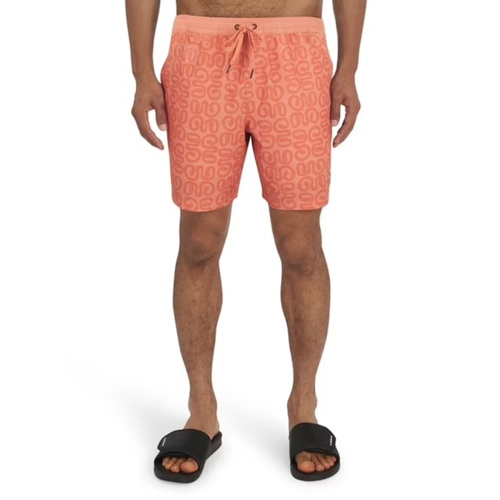 Quiksilver Mens Orange Patterned Swim Trunks XL QS001012 UPF 50 NWT